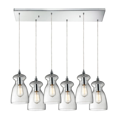 Graham Pl 6 Light 9 inch Polished Chrome Multi Pendant Ceiling Light, Rectangular