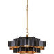 Grand Lotus 1 Light 20 inch Satin Black/Contemporary Gold Leaf Chandelier Ceiling Light, Small, Convertible to Semi-Flush