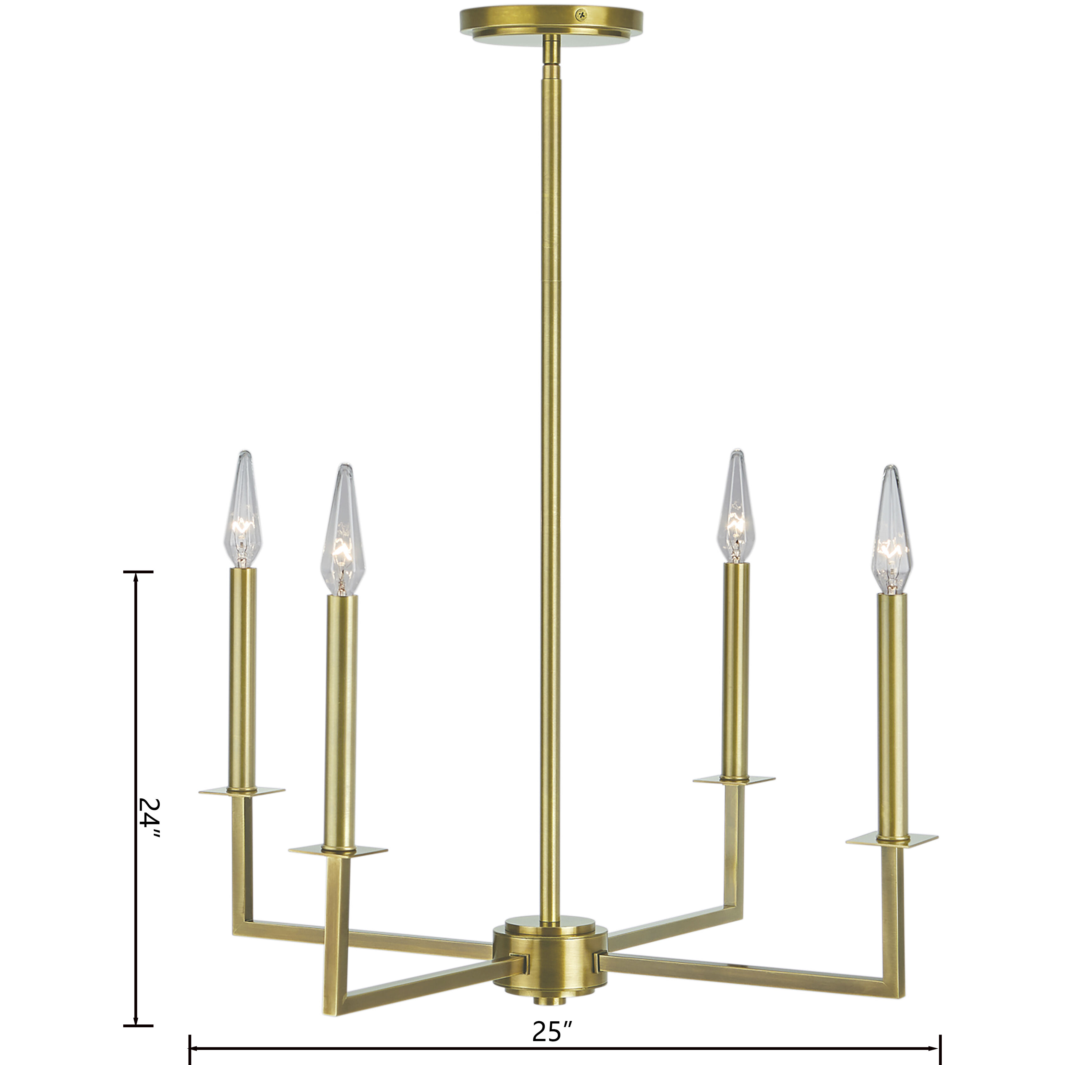 Ray 4 Light 25.13 inch Aged Brass Chandelier Ceiling Light