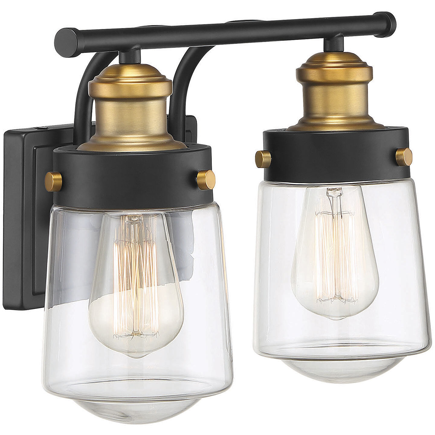 Macauley 2 Light 14.5 inch Vintage Black with Warm Brass Bathroom Vanity Light Wall Light