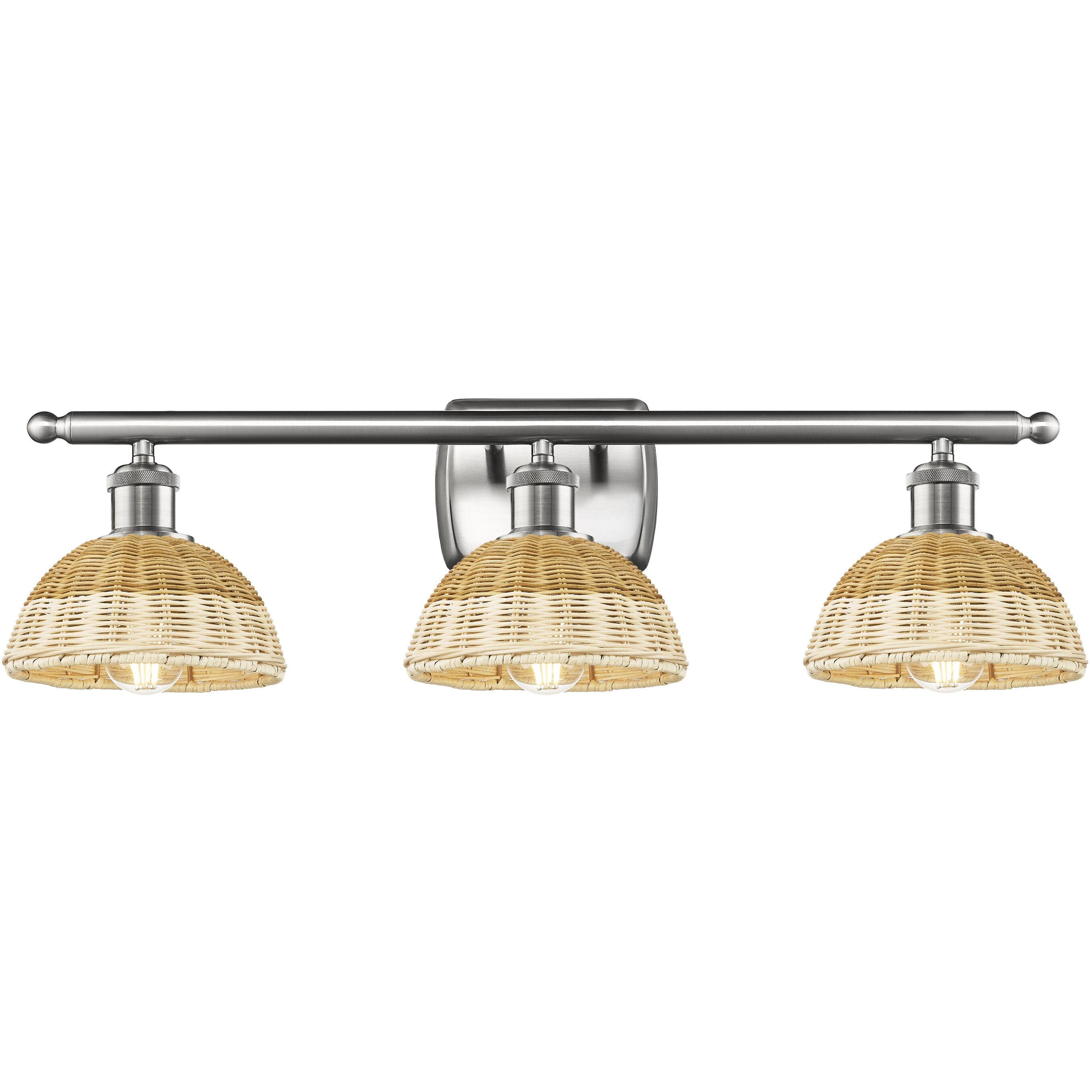 Ballston Bristol Natural II 3 Light 27.5 inch Brushed Satin Nickel Bath Vanity Light Wall Light