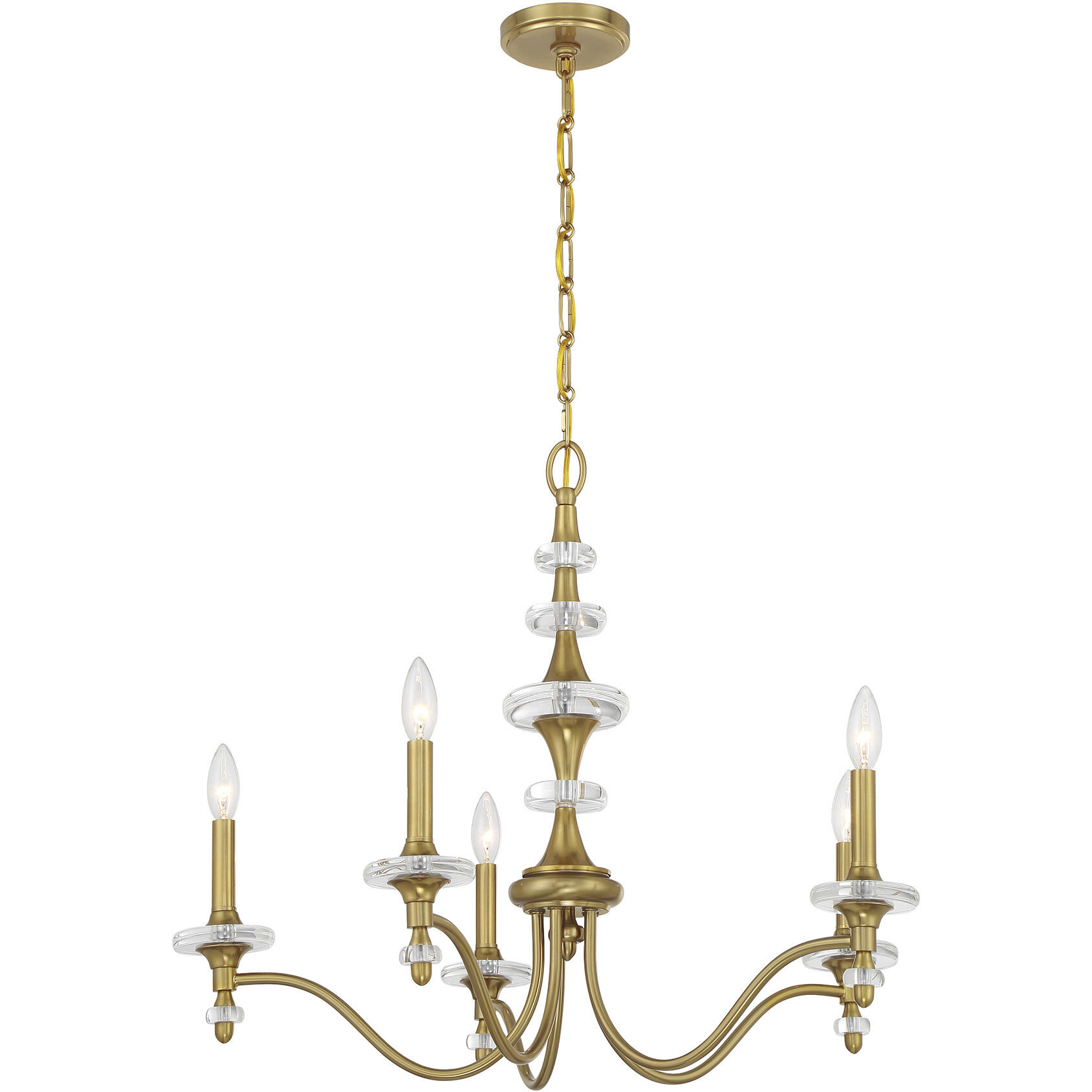 Champlain 5 Light 28 inch Warm Brass Chandelier Ceiling Light