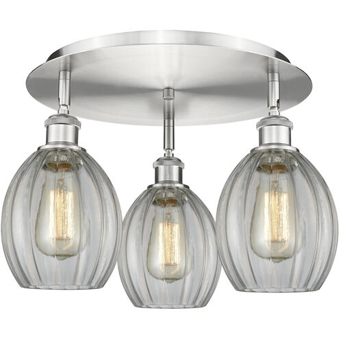 Eaton 3 Light 17.25 inch Satin Nickel Flush Mount Ceiling Light in Clear