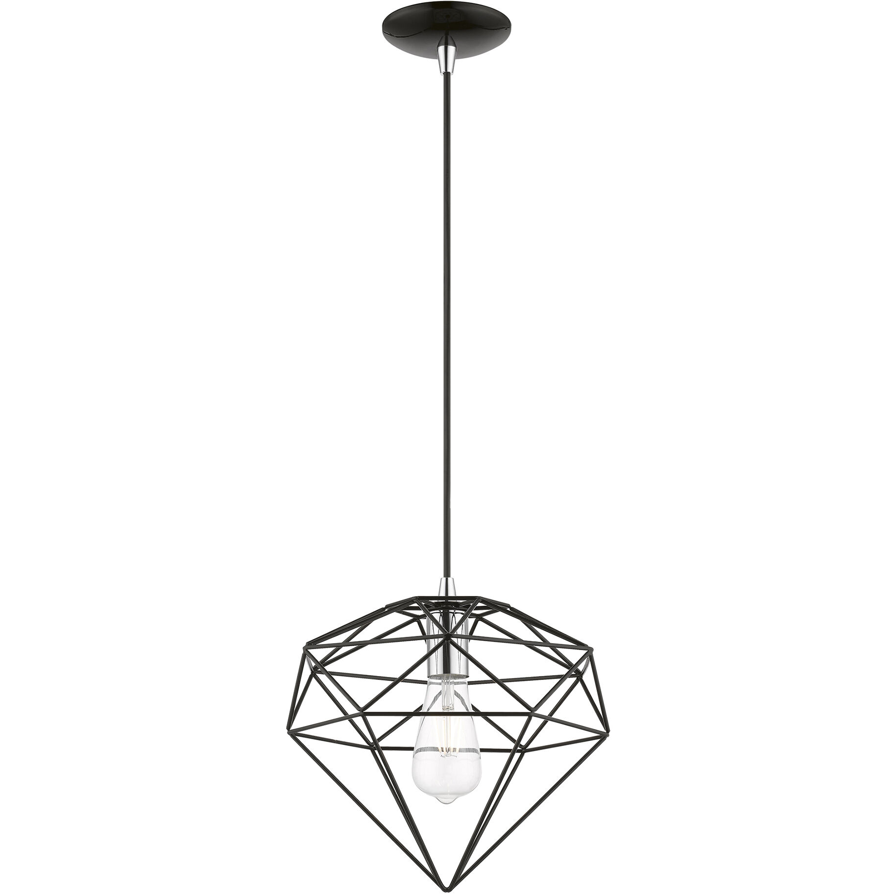 Knox 1 Light 11 inch Shiny Black with Polished Chrome Accents Pendant Ceiling Light