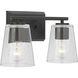 Vertex 2 Light 12.87 inch Matte Black Bath Light Wall Light