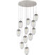 Meteo Incandescent 11 Light Beige Silver Chandelier Ceiling Light, Round Multi-Port
