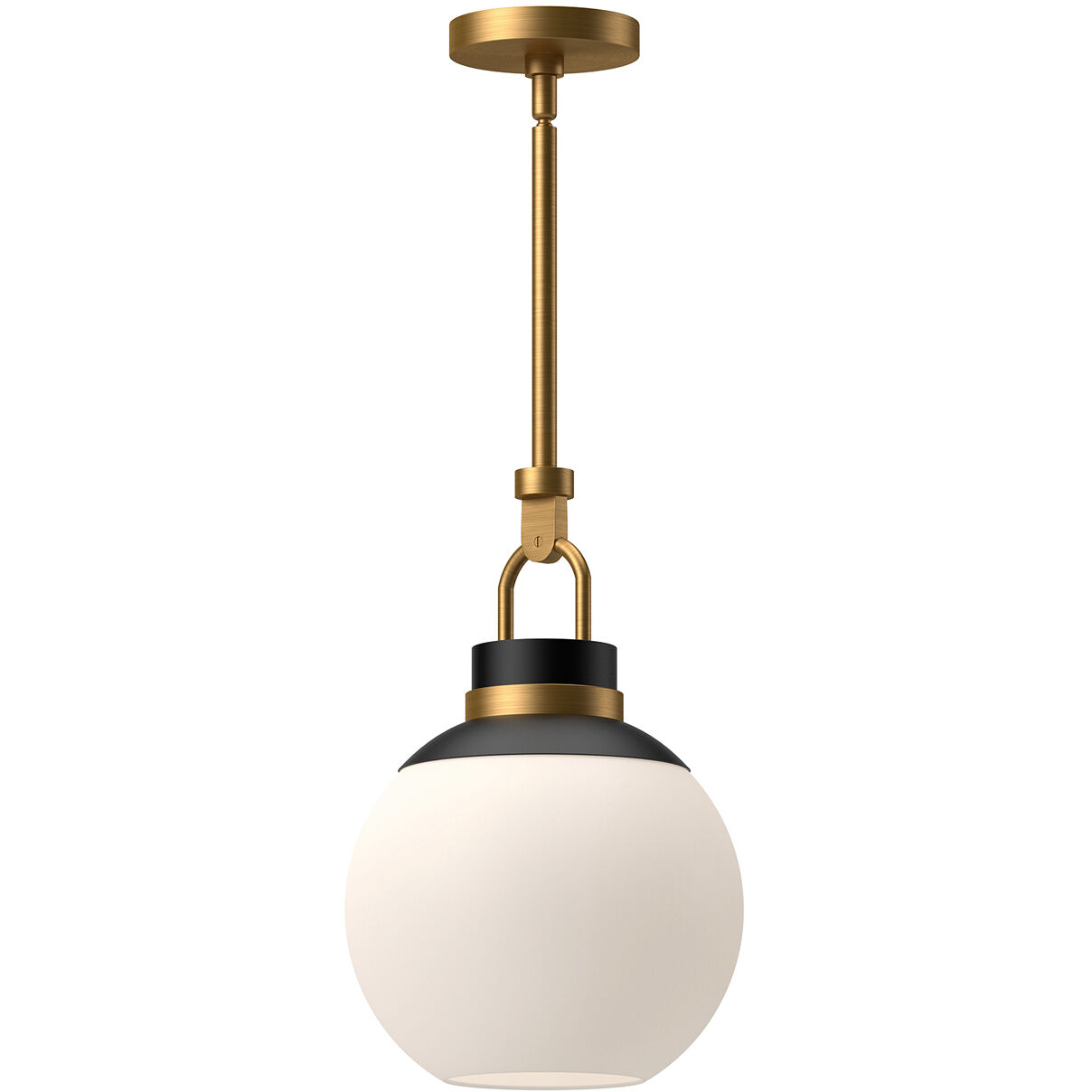 Alora Mood Copperfield Pendant Ceiling Light in Aged Gold, Matte Opal Glass