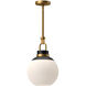 Alora Mood Copperfield Pendant Ceiling Light in Aged Gold, Matte Opal Glass