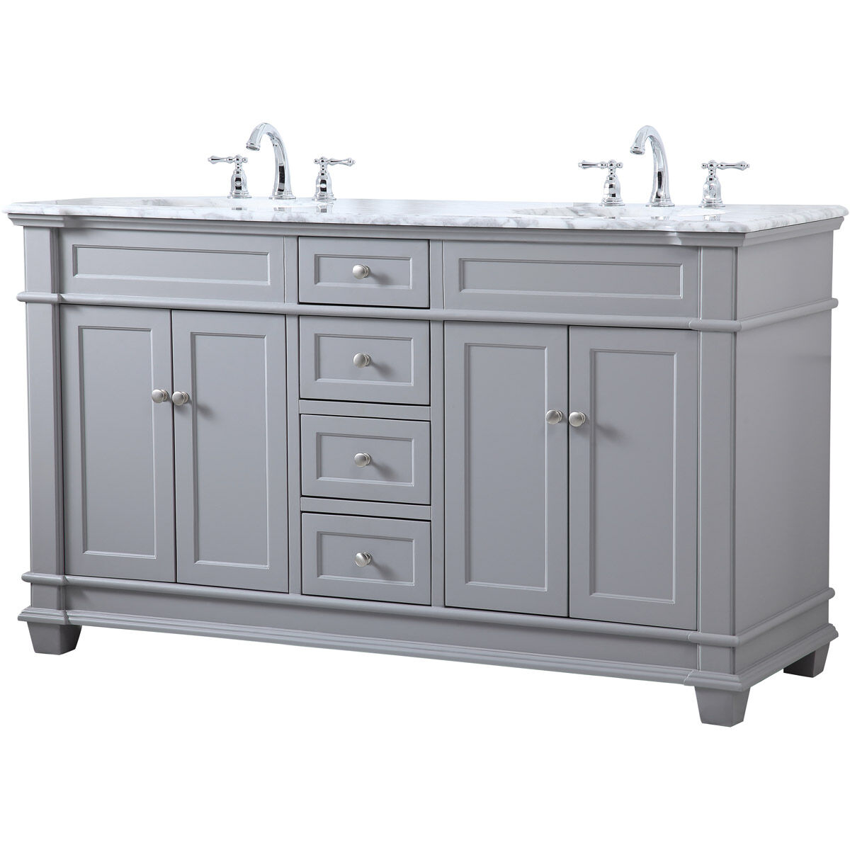 Wesley 60 X 21.5 X 35 inch Grey Vanity Sink Set in Gray