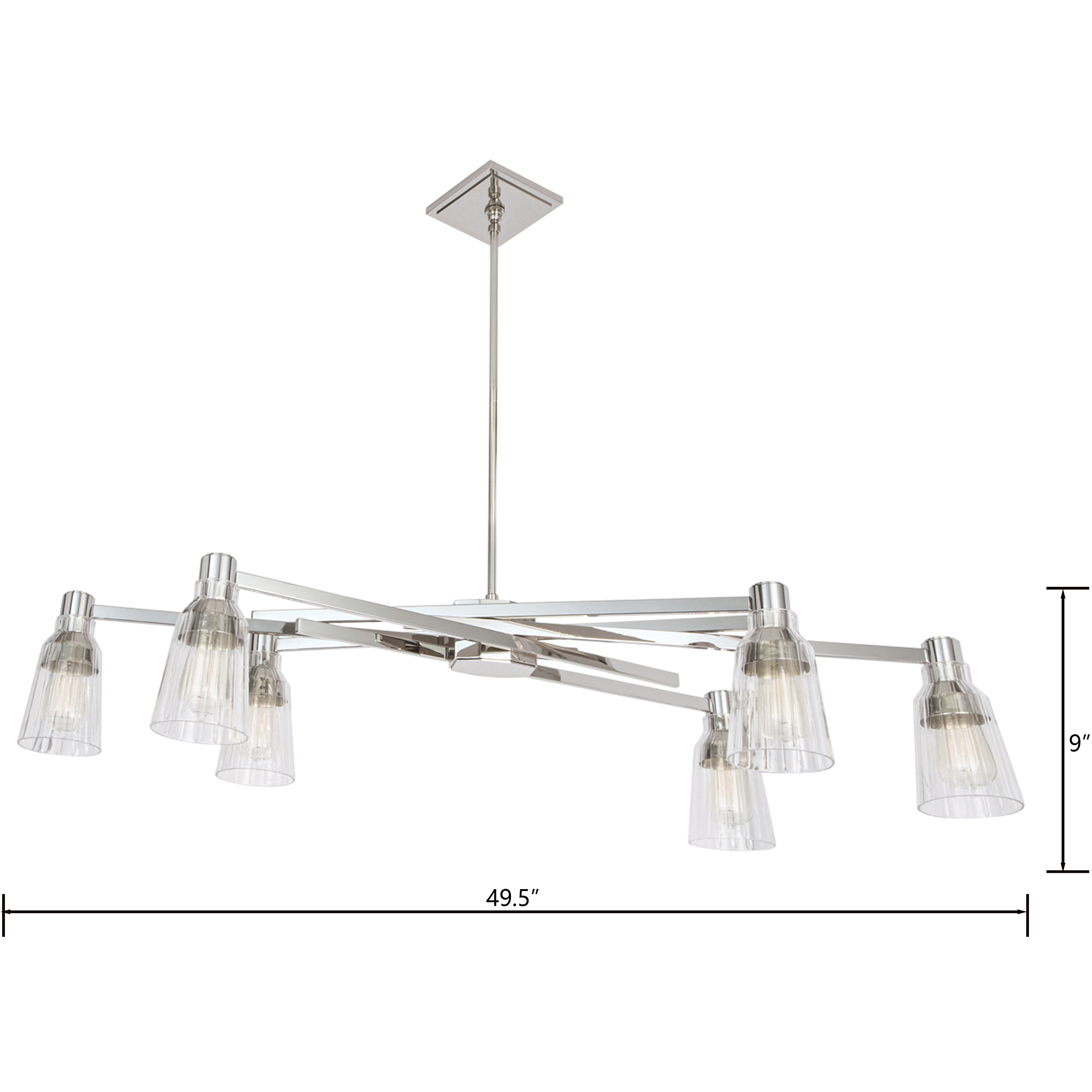 Carnival 6 Light 49.5 inch Polished Nickel Chandelier Ceiling Light
