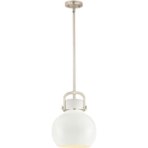 Newton Sphere 1 Light 10 inch Satin Nickel Stem Hung Pendant Ceiling Light
