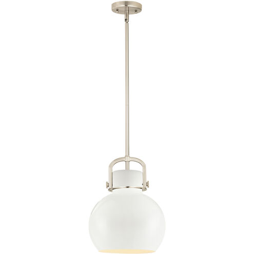 Newton Sphere 1 Light 10 inch Satin Nickel Stem Hung Pendant Ceiling Light