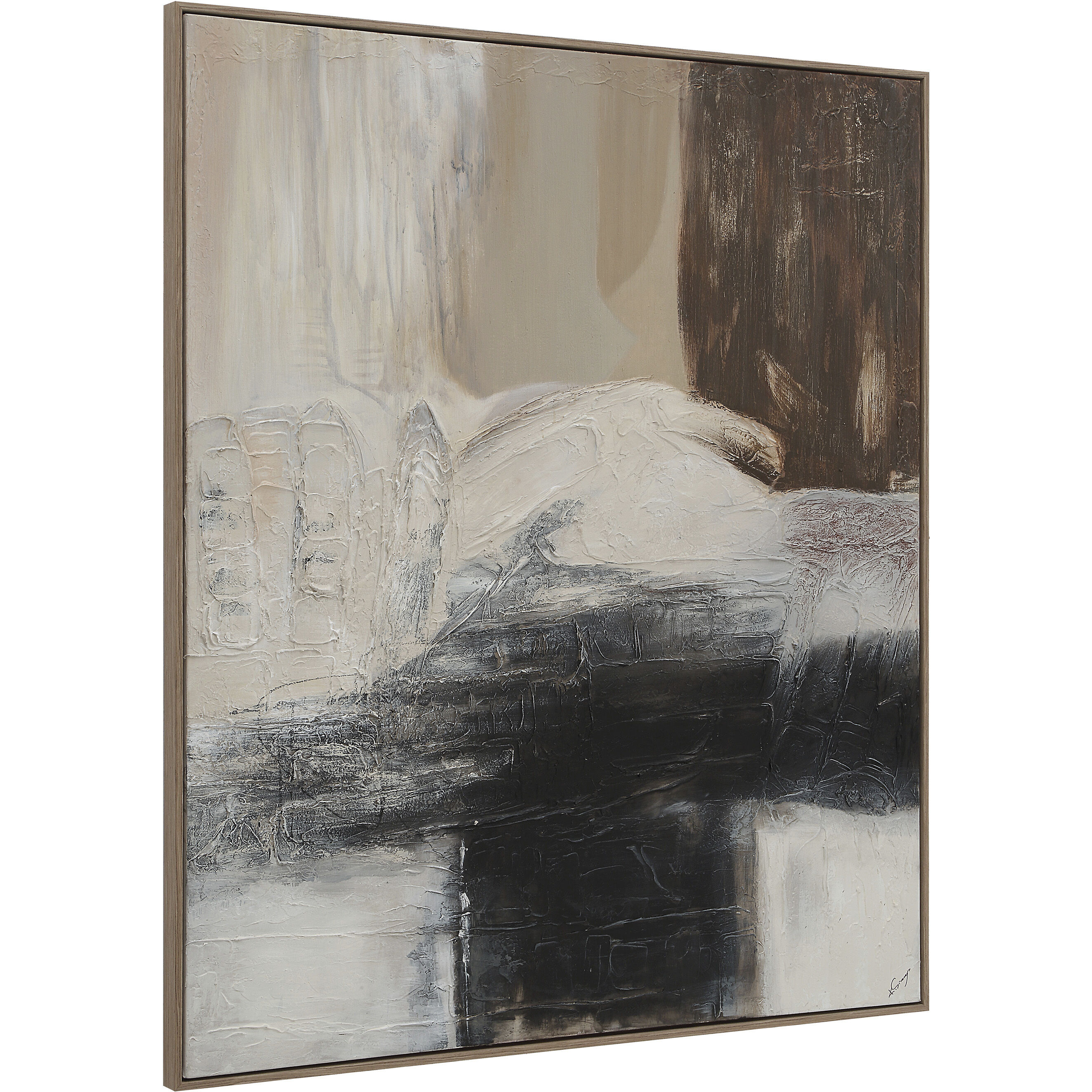 Cane Multicolor and Medium Walnut Canvas Art