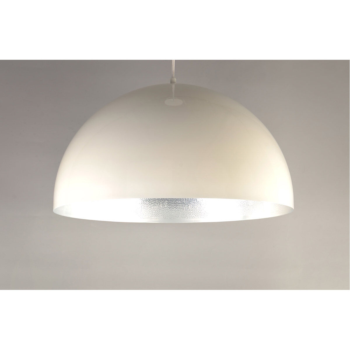 Hemisphere LED 14 inch Gloss White and Aluminum Single Pendant Ceiling Light
