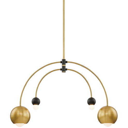 Willow 2 Light 38 inch Aged Brass / Black Chandelier Ceiling Light