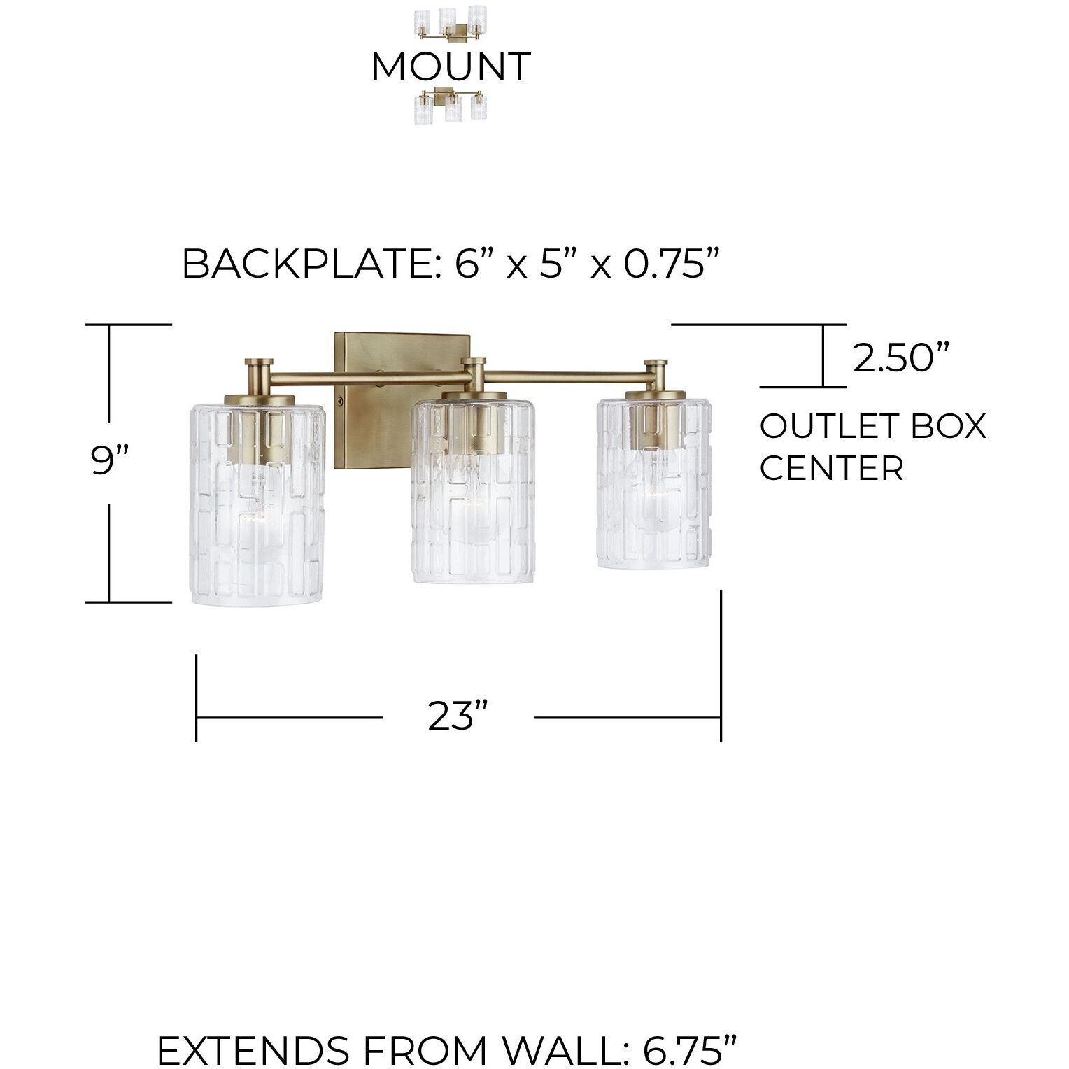 Emerson 3 Light 23 inch Aged Brass Vanity Light Wall Light