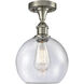 Edison Athens 1 Light 8 inch Brushed Satin Nickel Semi-Flush Mount Ceiling Light in Seedy Glass