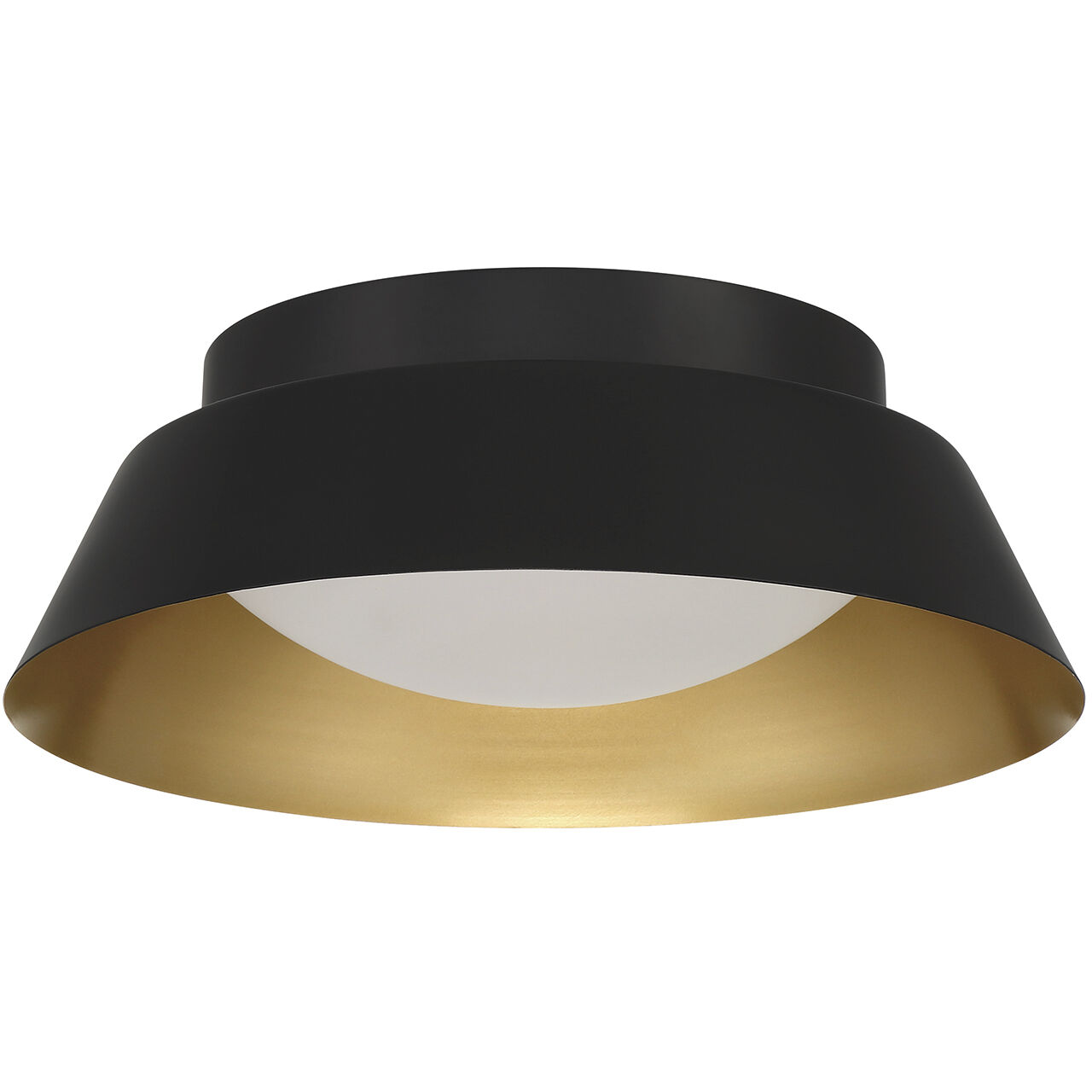 Donoven 2 Light 15 inch Matte Black and Gold Flush Ceiling Light