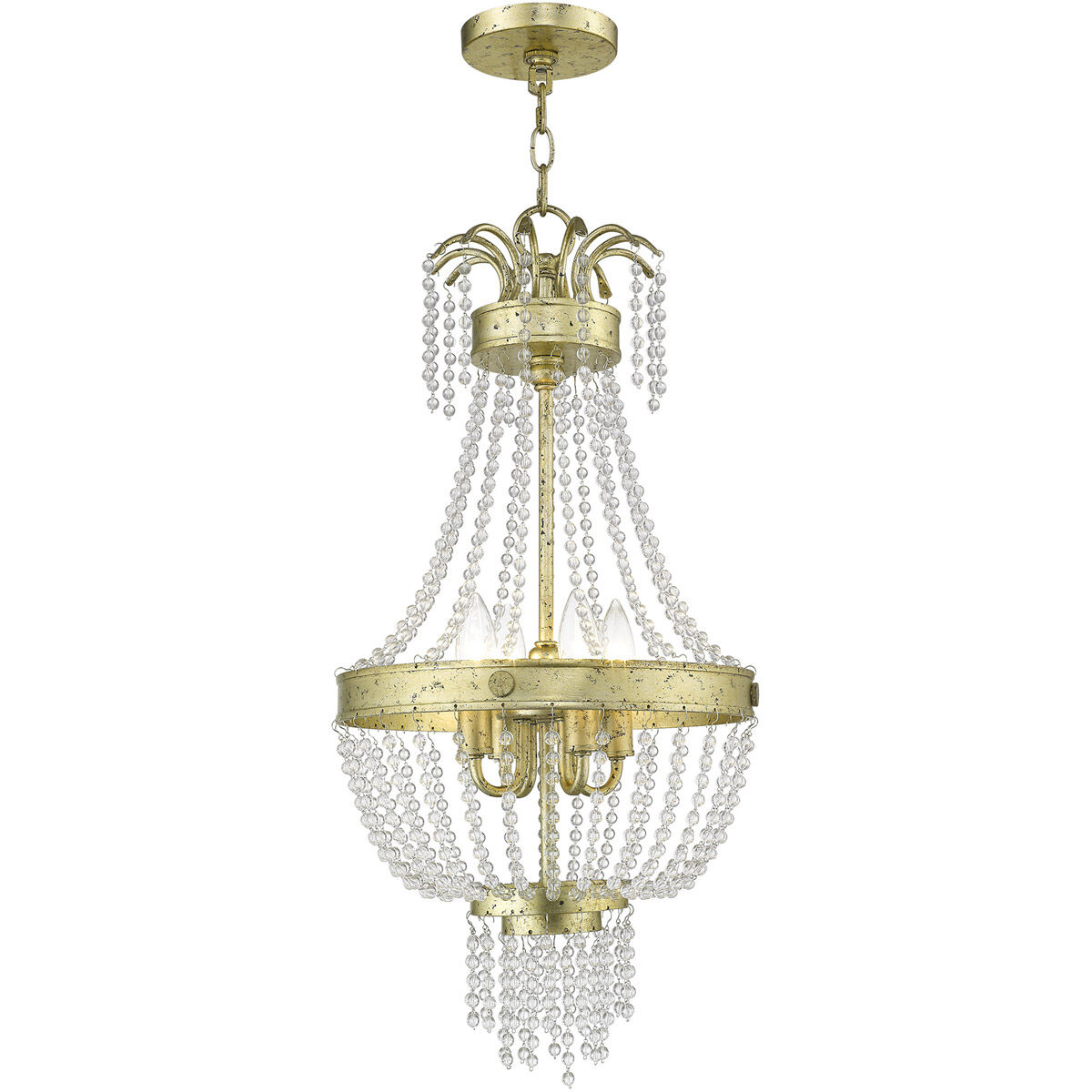 Valentina 4 Light 13 inch Hand Applied Winter Gold Pendant Ceiling Light