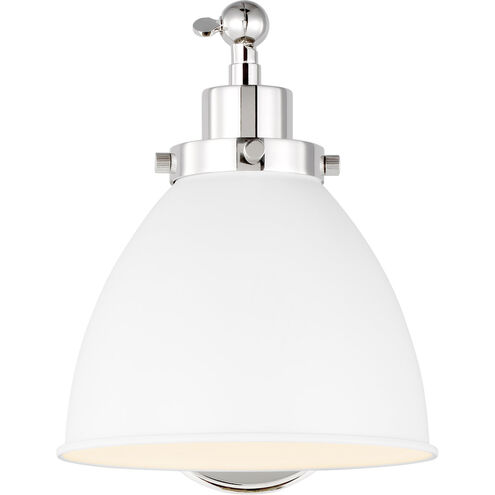 C&M by Chapman & Myers Wellfleet 15.88 inch 75 watt Matte White and Polished Nickel Task Sconce Wall Light in Matte White / Polished Nickel