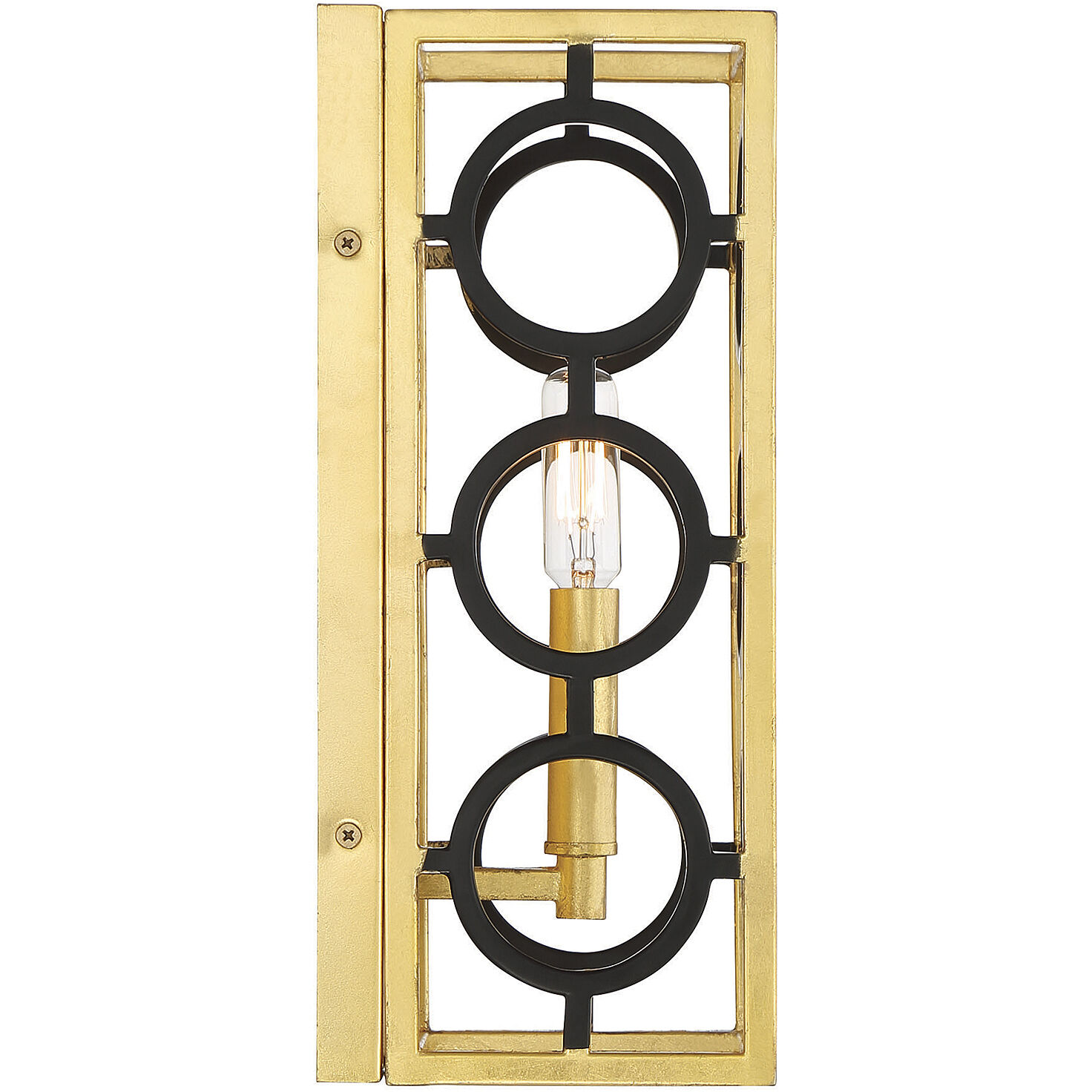Kirsch 1 Light 6 inch Matte Black with True Gold Wall Sconce Wall Light