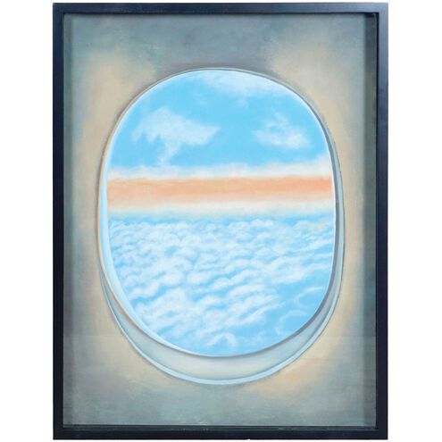 Plane Window II Light Blue with Gloss Black Framed Wall Art