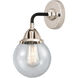 Nouveau 2 Beacon 1 Light 6 inch Black Polished Nickel Sconce Wall Light in Seedy Glass