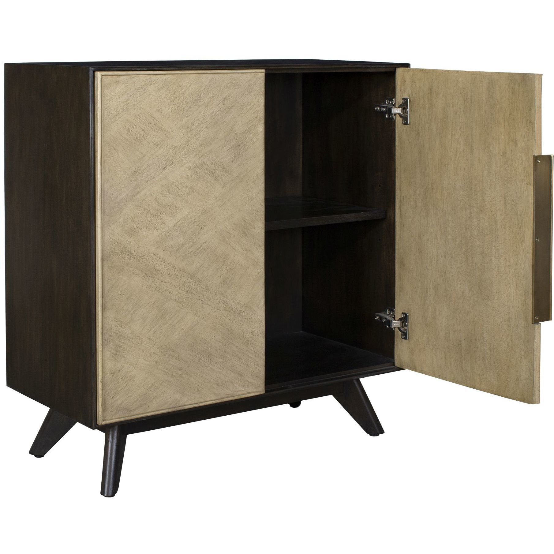 Reina Mango and Java Wood Veneers and Dark Walnut 2 Door Cabinet