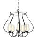 Flora 5 Light 22.2 inch Black Chandelier Ceiling Light in Seeded with Opal