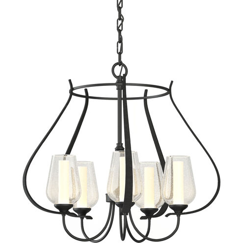 Flora 5 Light 22.2 inch Black Chandelier Ceiling Light in Seeded with Opal