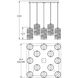 Tempest 12 Light Graphite Multi-Pendant Ceiling Light in Exposed Bulb, E26 Incandescent, Square Multi-Port