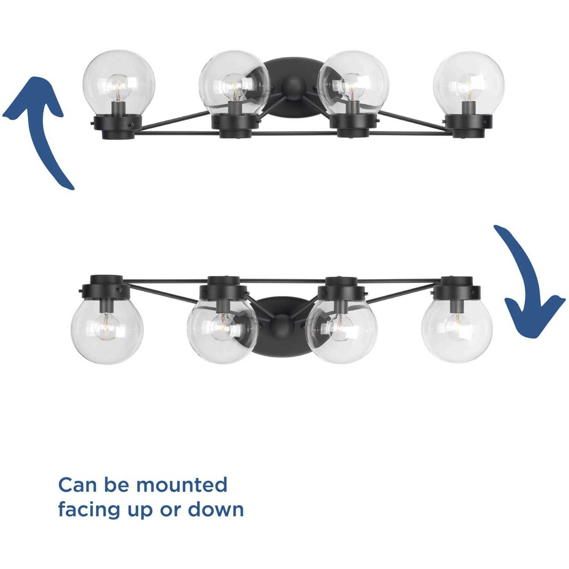 Spatial 4 Light 31 inch Matte Black Bath Vanity Wall Light, Design Series