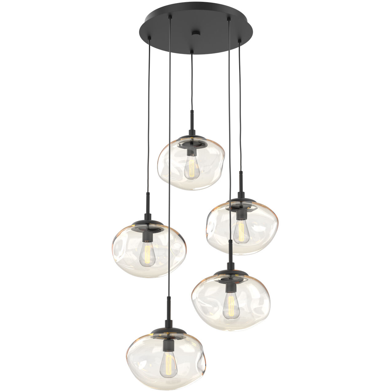 Nova Incandescent 5 Light Matte Black Chandelier Ceiling Light, Round Multi-Port