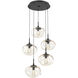 Nova Incandescent 5 Light Matte Black Chandelier Ceiling Light, Round Multi-Port