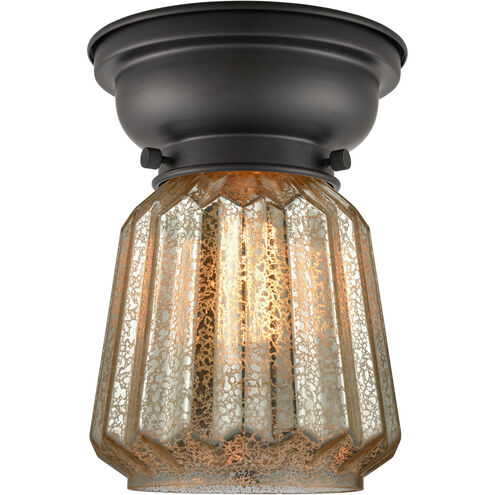 Aditi Chatham LED 6 inch Matte Black Flush Mount Ceiling Light in Mercury Glass, Aditi