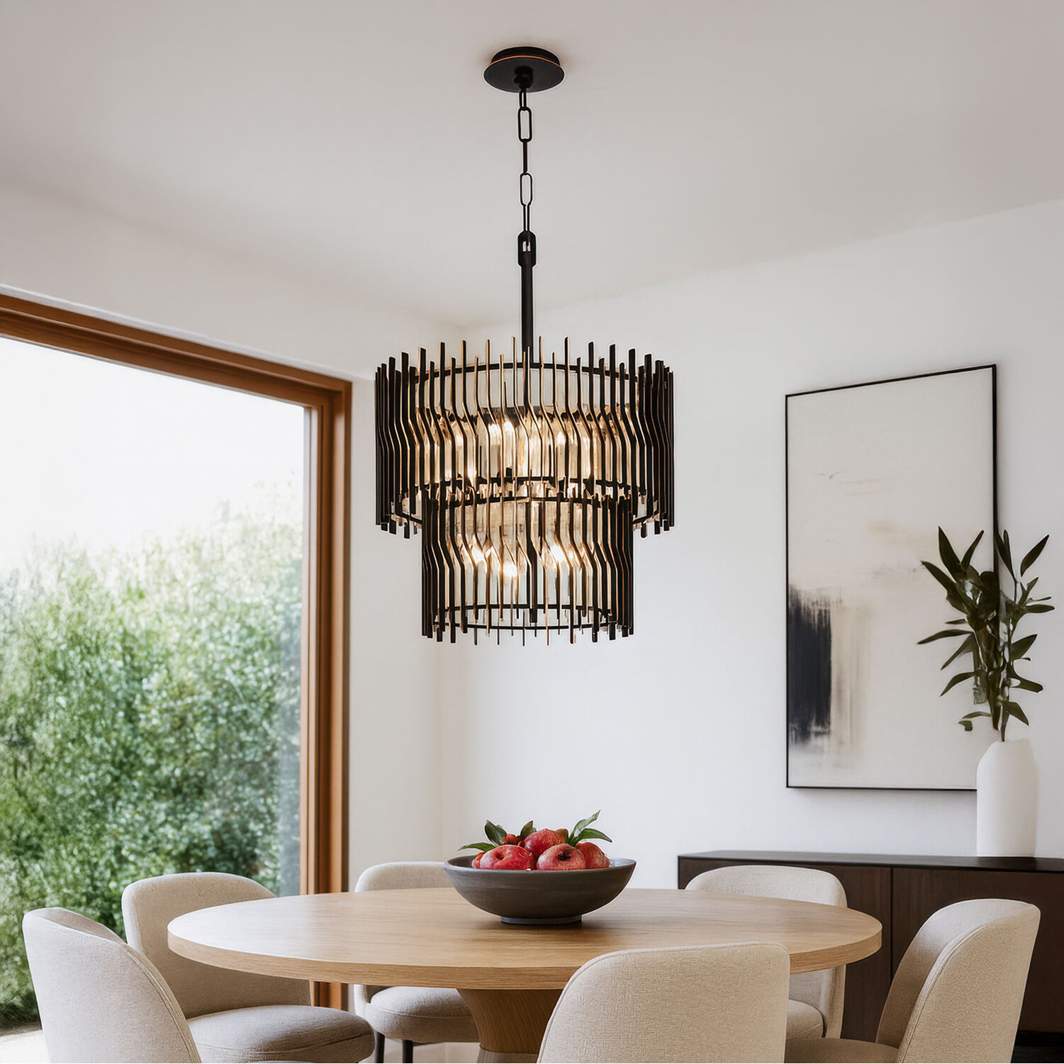 Park Row 10 Light 24 inch Matte Black and French Gold Chandelier Ceiling Light