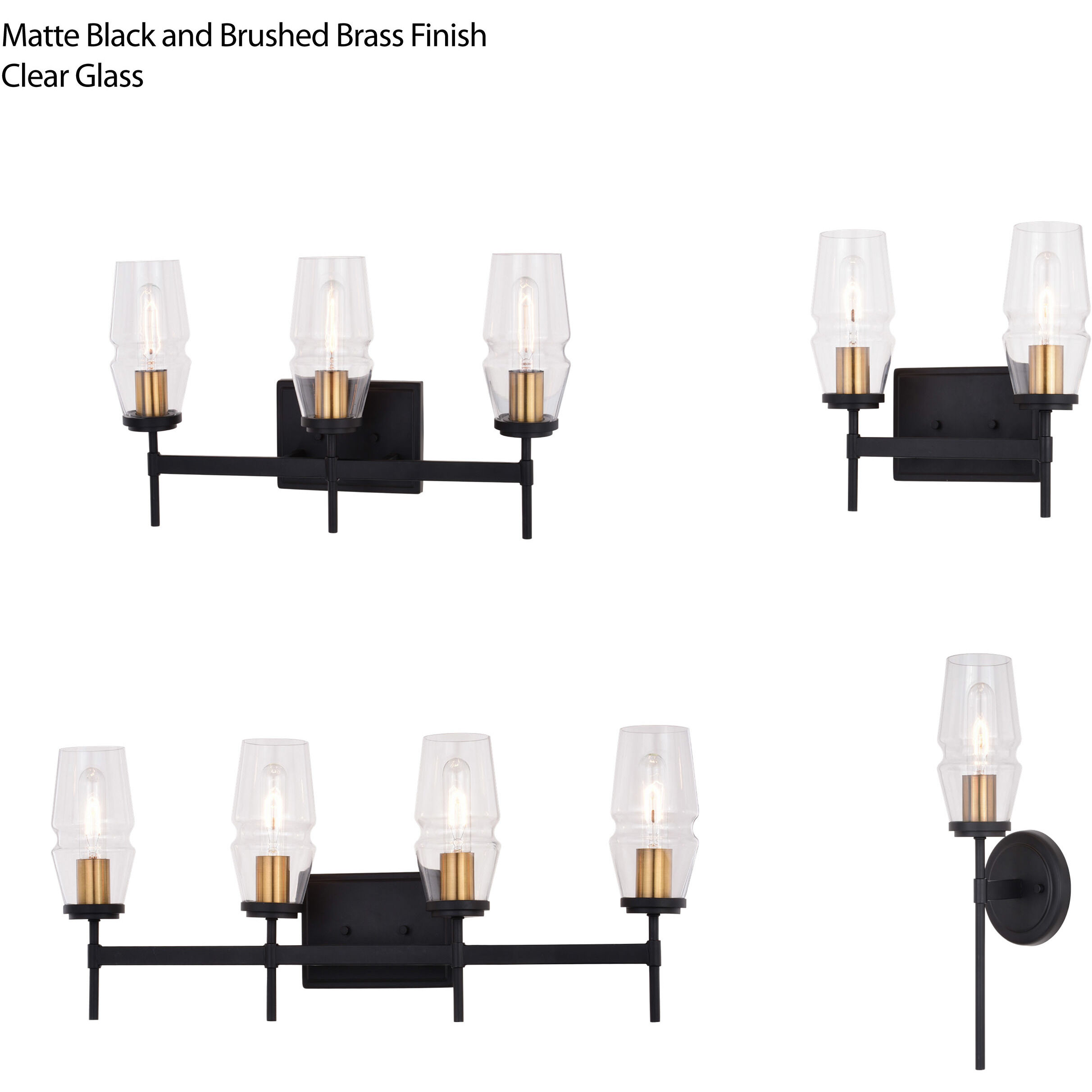 Warren LED 30 inch Matte Black and Brushed Brass Bathroom Light Wall Light in 4