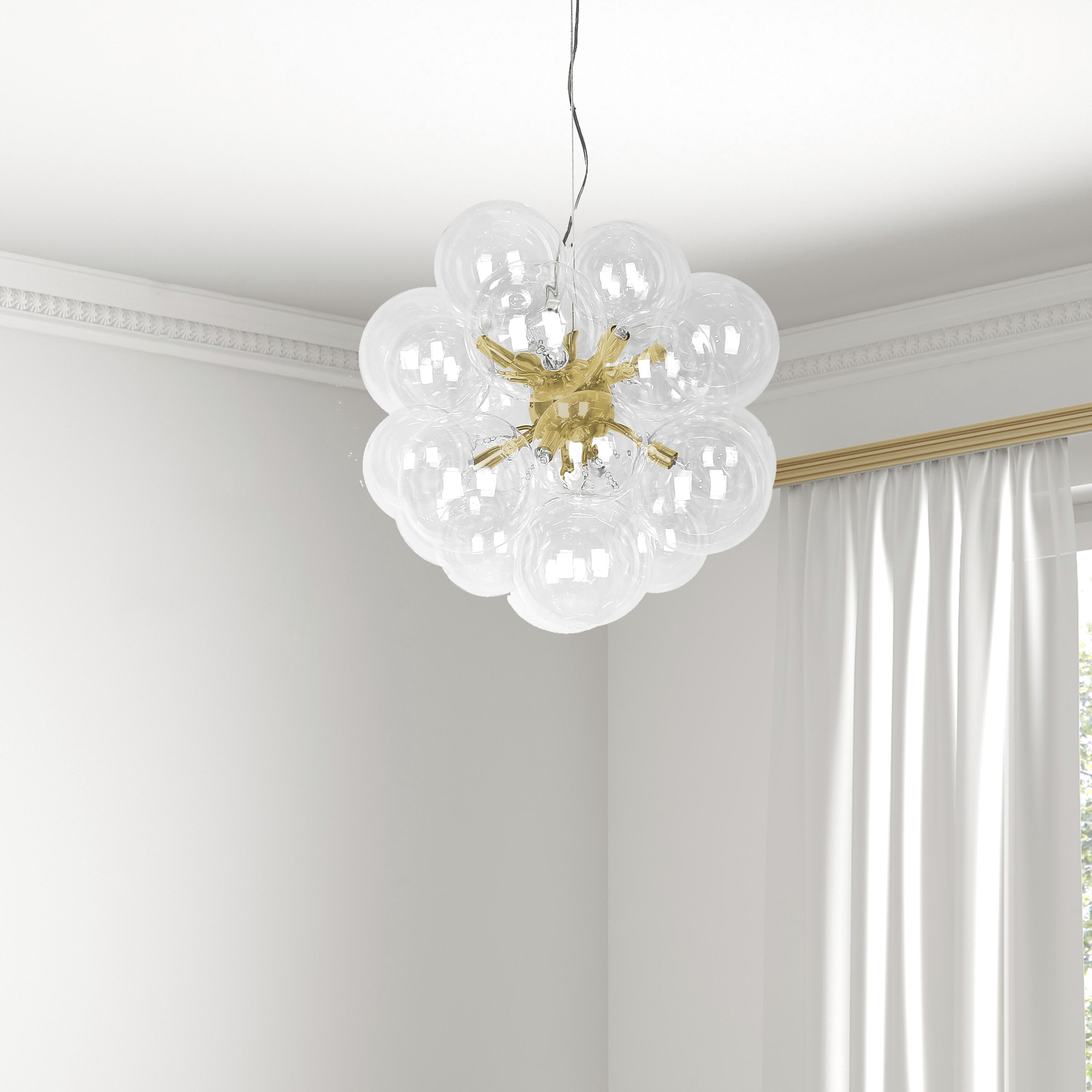 Comet 6 Light 20 inch Clear with Aged Brass Chandelier Ceiling Light