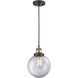 Franklin Restoration Beacon LED 8 inch Black Antique Brass Mini Pendant Ceiling Light in Clear, Franklin Restoration