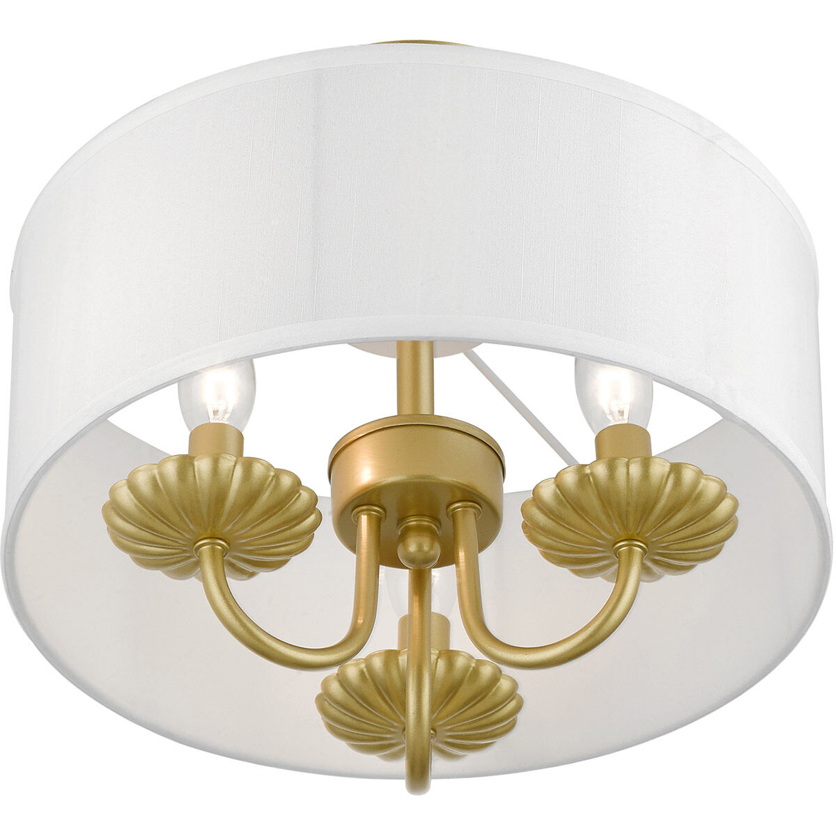 Brookdale 3 Light 13 inch Soft Gold Semi-Flush Mount Ceiling Light
