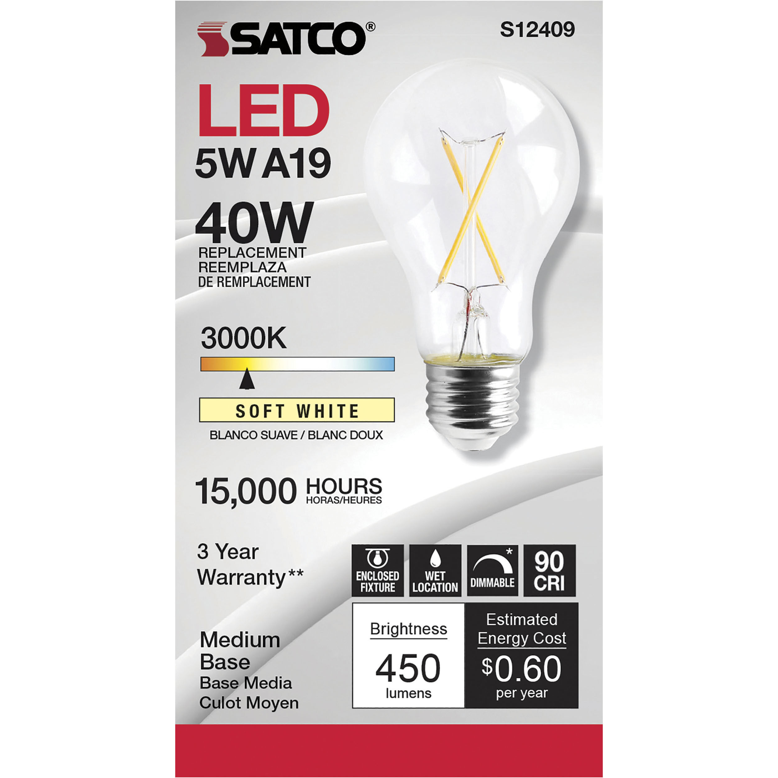 Lumos LED Medium 5.00 watt 120 3000K Light Bulb
