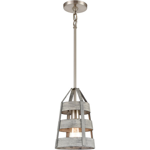 Brigantine 1 Light 7 inch Weathered Driftwood with Satin Nickel Mini Pendant Ceiling Light