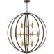 Euclid 16 Light 44 inch Spanish Bronze with Heirloom Brass Indoor Chandelier Ceiling Light