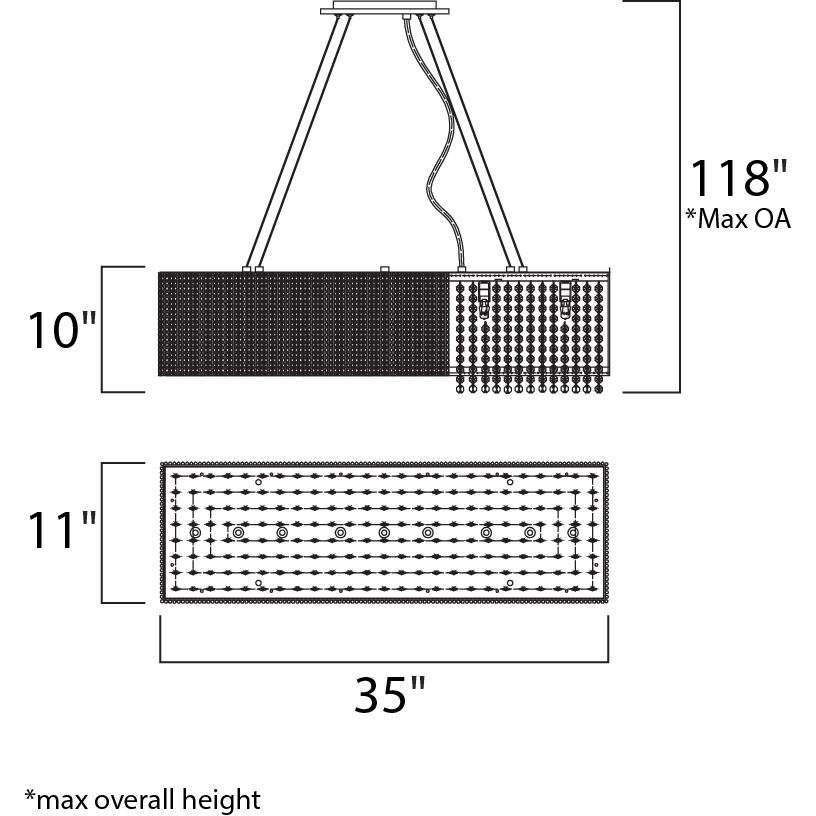 Spiral 9 Light 35 inch Polished Chrome Linear Pendant Ceiling Light
