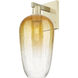 Brookhaven Flute Sconce Wall Light in Antique Brass, Amber Glass