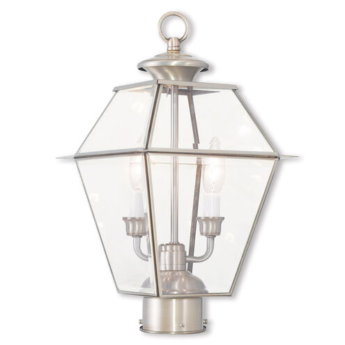 Westover 2 Light 17 inch Brushed Nickel Outdoor Post Top Lantern