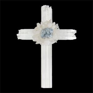 Cross Selenite With Celestite Accent Wall Decor