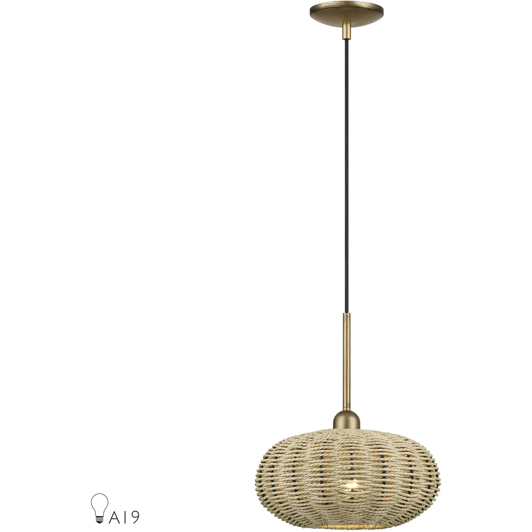 Summervine 1 Light 12 inch Antique Gold Leaf Pendant Ceiling Light