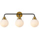 Hanson 3 Light 28 inch Black and Brass Bath Sconce Wall Light