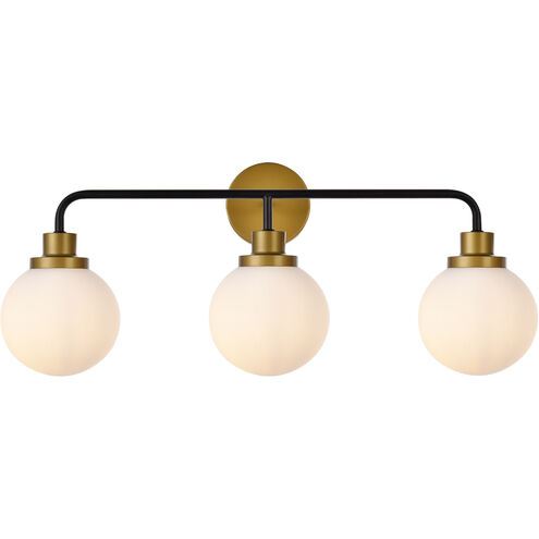 Hanson 3 Light 28 inch Black and Brass Bath Sconce Wall Light